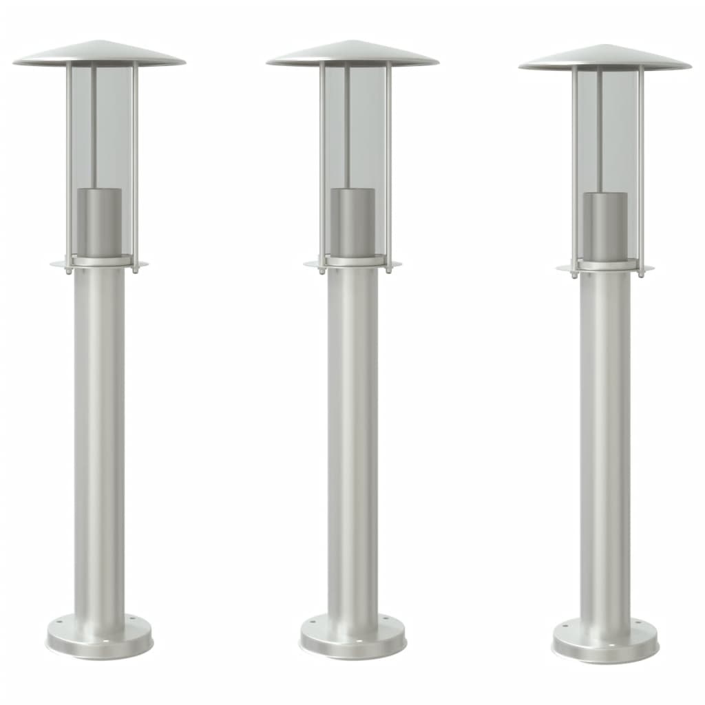 Outdoor Floor Lamps 3pcs Silver 60 cm Stainless Steel