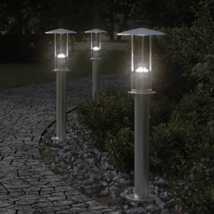 Outdoor Floor Lamps 3pcs Silver 60 cm Stainless Steel