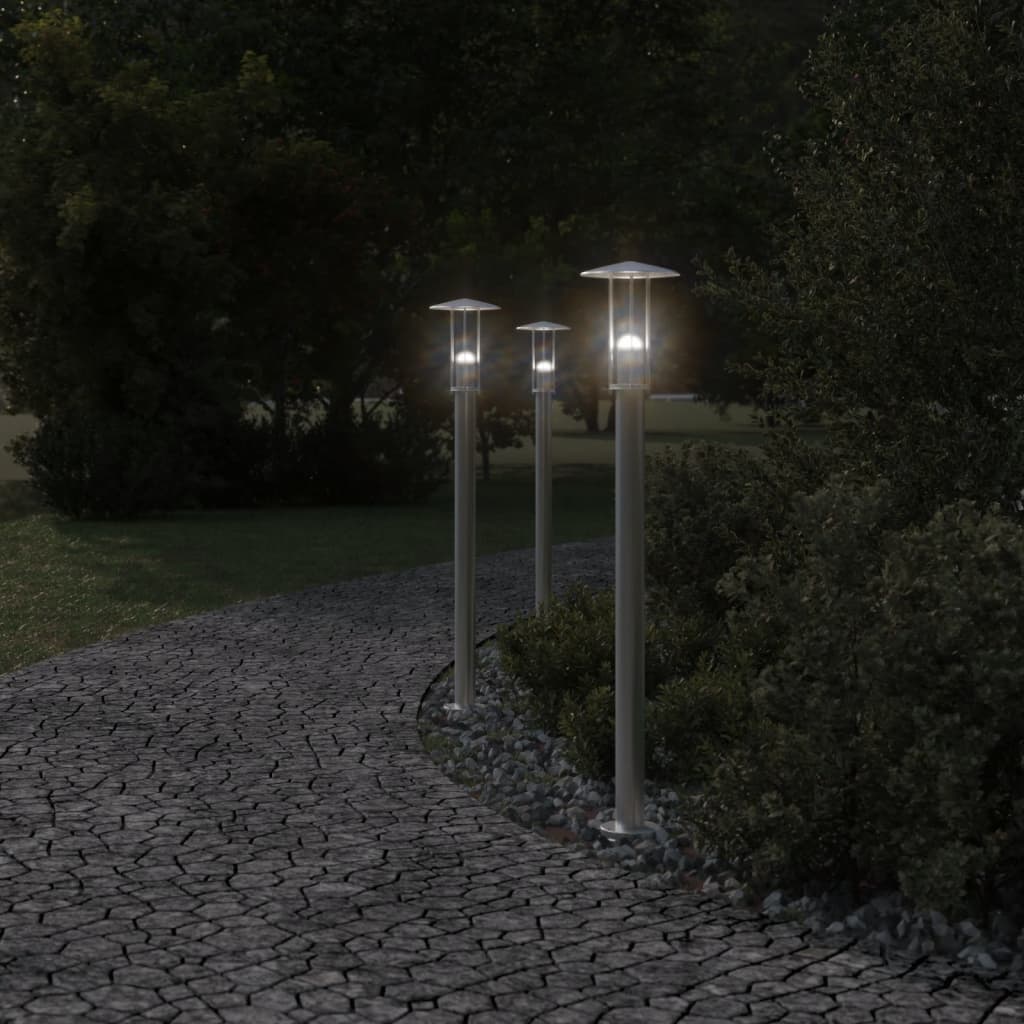 Outdoor Floor Lamp Silver 100 cm Stainless Steel