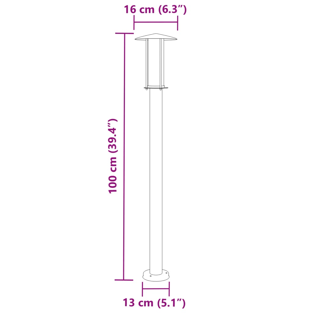 Outdoor Floor Lamp Silver 100 cm Stainless Steel