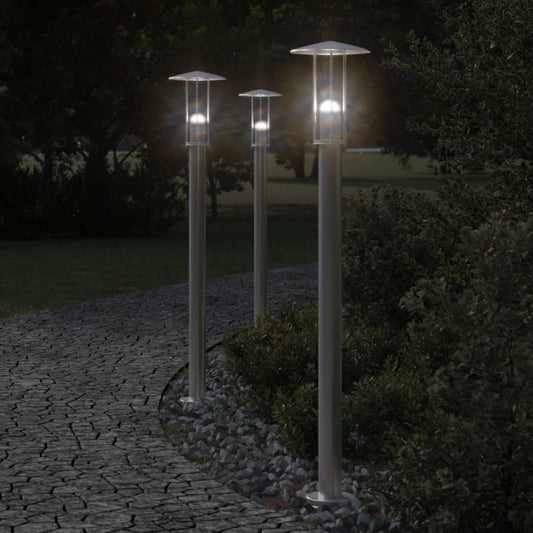 Outdoor Floor Lamps 3pcs Silver 100 cm Stainless Steel