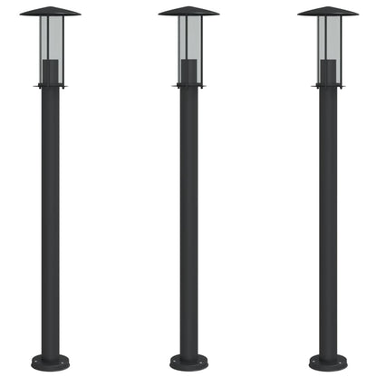 Outdoor Floor Lamps 3pcs Black 100 cm Stainless Steel