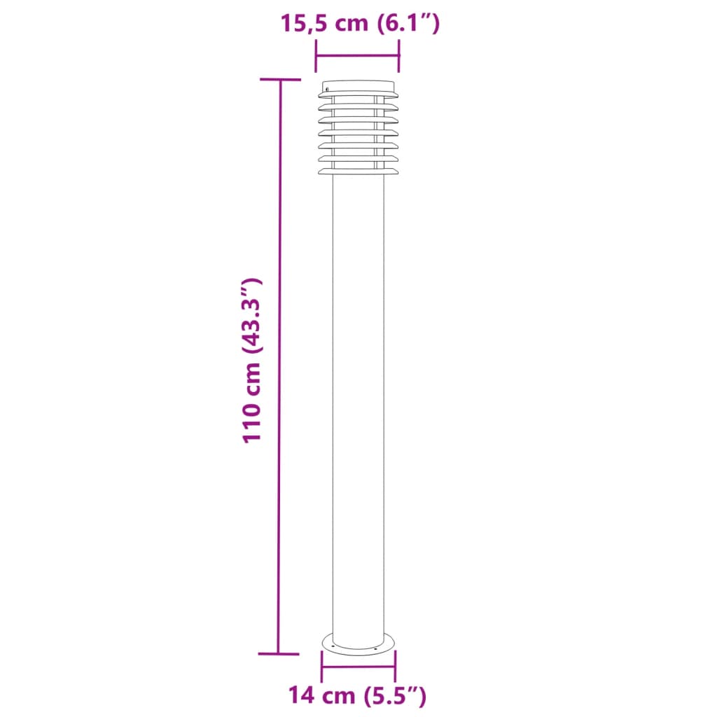 Outdoor Floor Lamp Silver 110cm Stainless Steel