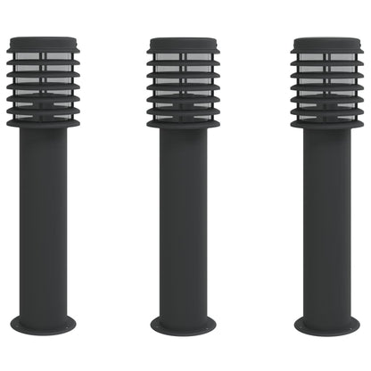 Outdoor Floor Lamps 3pcs Black 60 cm Stainless Steel