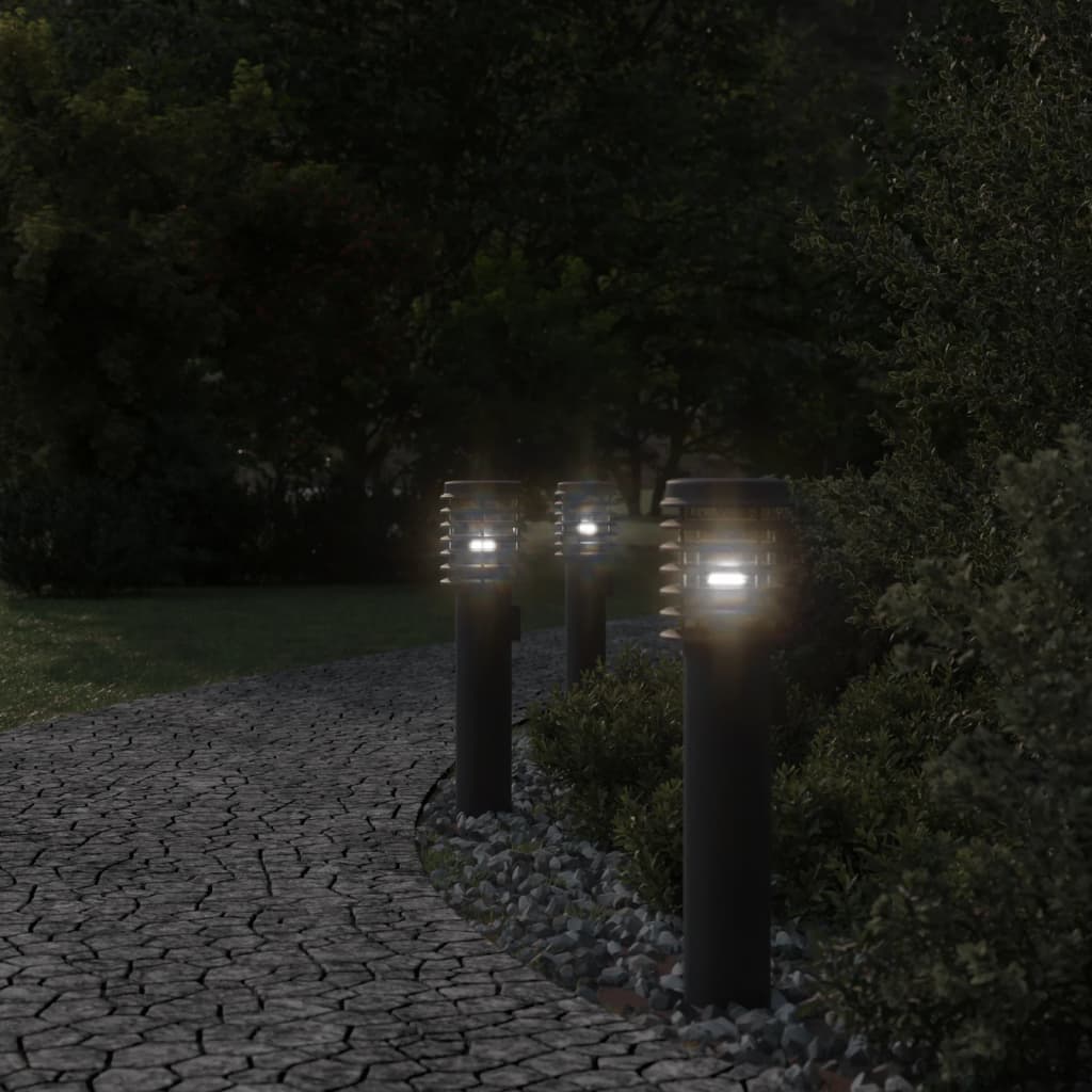 Outdoor Floor Lamps 3pcs Black 60 cm Stainless Steel