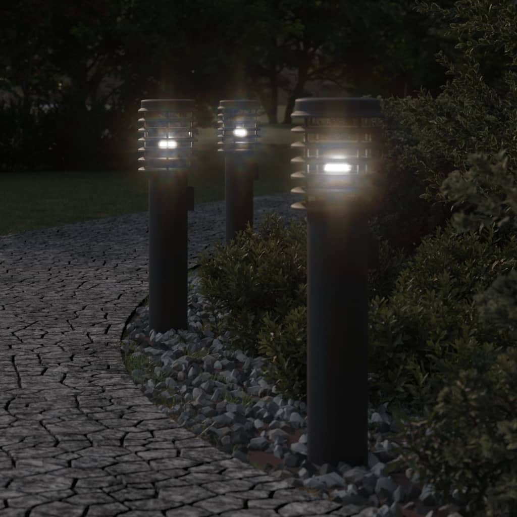 Outdoor Floor Lamps 3pcs Black 60 cm Stainless Steel