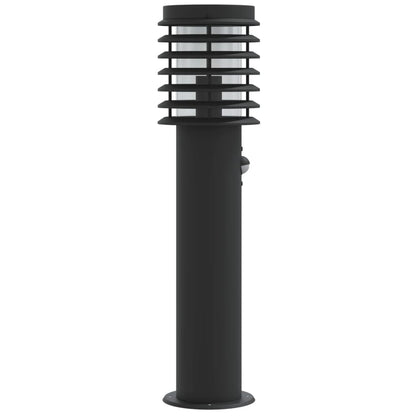 Outdoor Floor Lamps with Sensors 3pcs Black 60 cm Stainless Steel