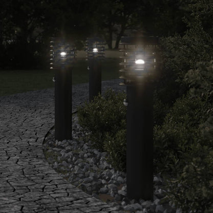 Outdoor Floor Lamps with Sensors 3pcs Black 60 cm Stainless Steel