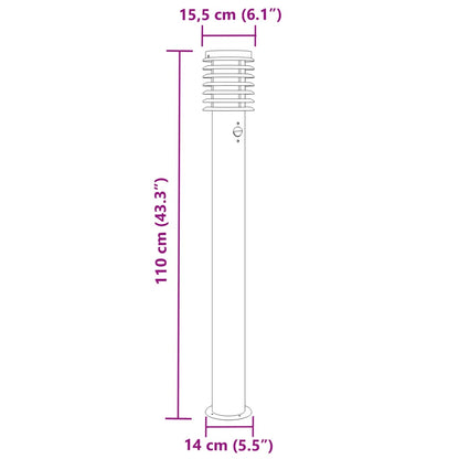 Outdoor Floor Lamp with Sensor Black 110cm Stainless Steel