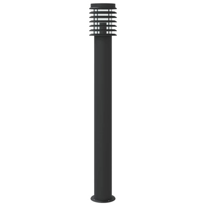 Outdoor Floor Lamps with Sensors 3pcs Black 110cm Stainless Steel