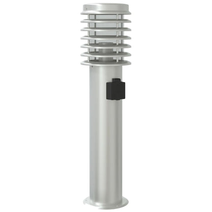 Outdoor Floor Lamp with Outlet Silver 60 cm Stainless Steel