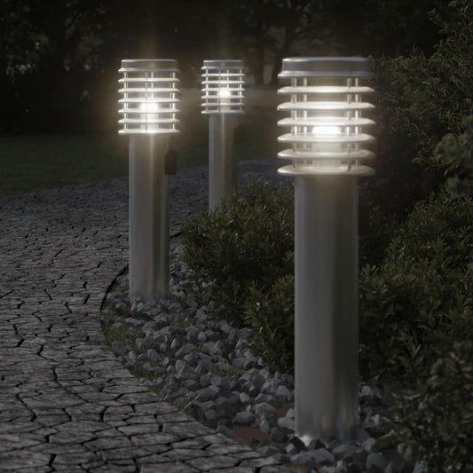 Outdoor Floor Lamp with Outlet Silver 60 cm Stainless Steel