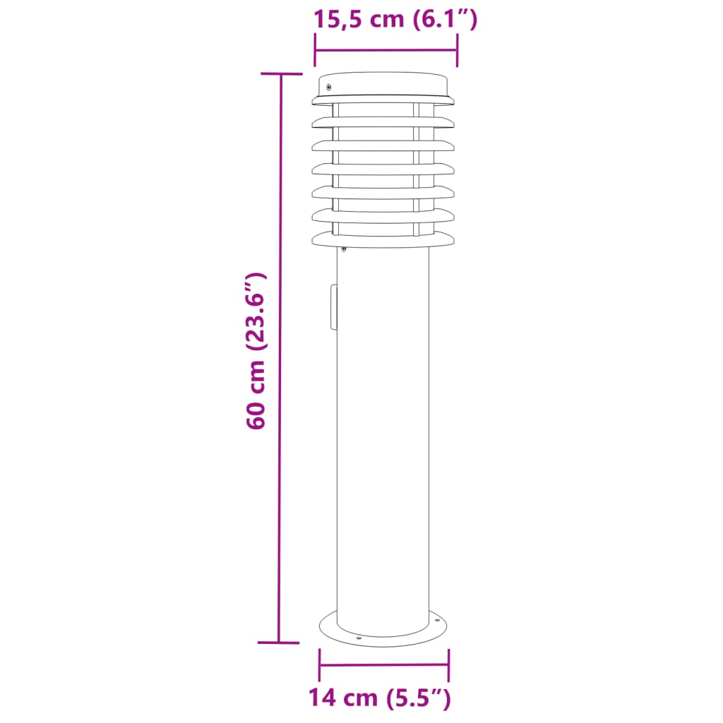 Outdoor Floor Lamps with Outlet 3pcs Silver 60 cm Stainless Steel