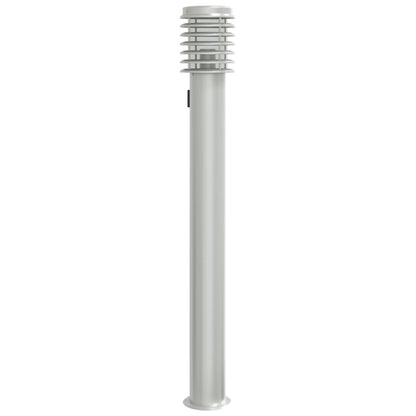 Outdoor Floor Lamp with Outlet Silver 110cm Stainless Steel