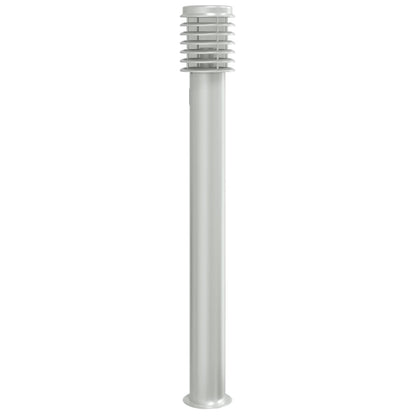 Outdoor Floor Lamp with Outlet Silver 110cm Stainless Steel