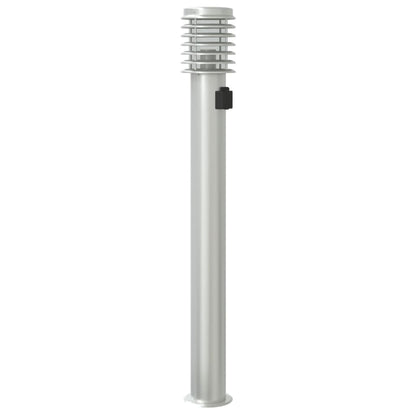 Outdoor Floor Lamp with Outlet Silver 110cm Stainless Steel