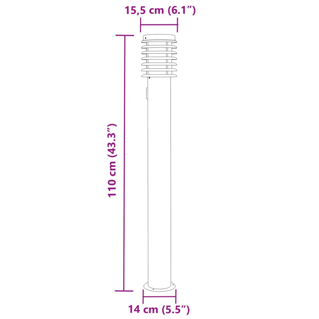 Outdoor Floor Lamp with Outlet Silver 110cm Stainless Steel