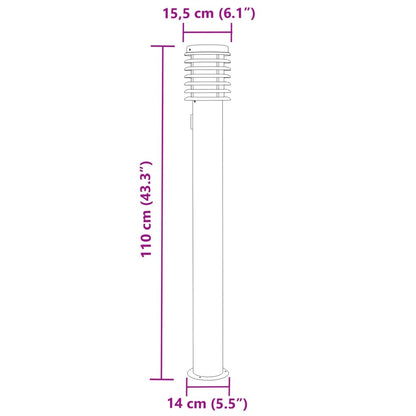 Outdoor Floor Lamp with Outlet Silver 110cm Stainless Steel