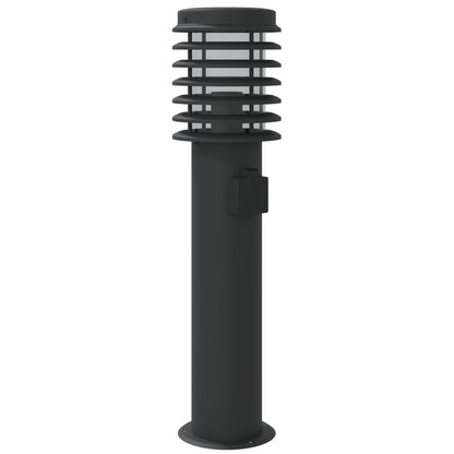 Outdoor Floor Lamp with Outlet Black 60 cm Stainless Steel