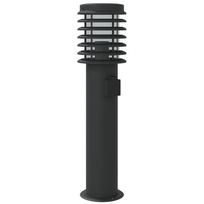 Outdoor Floor Lamps with Outlet 3pcs Black 60 cm Stainless Steel