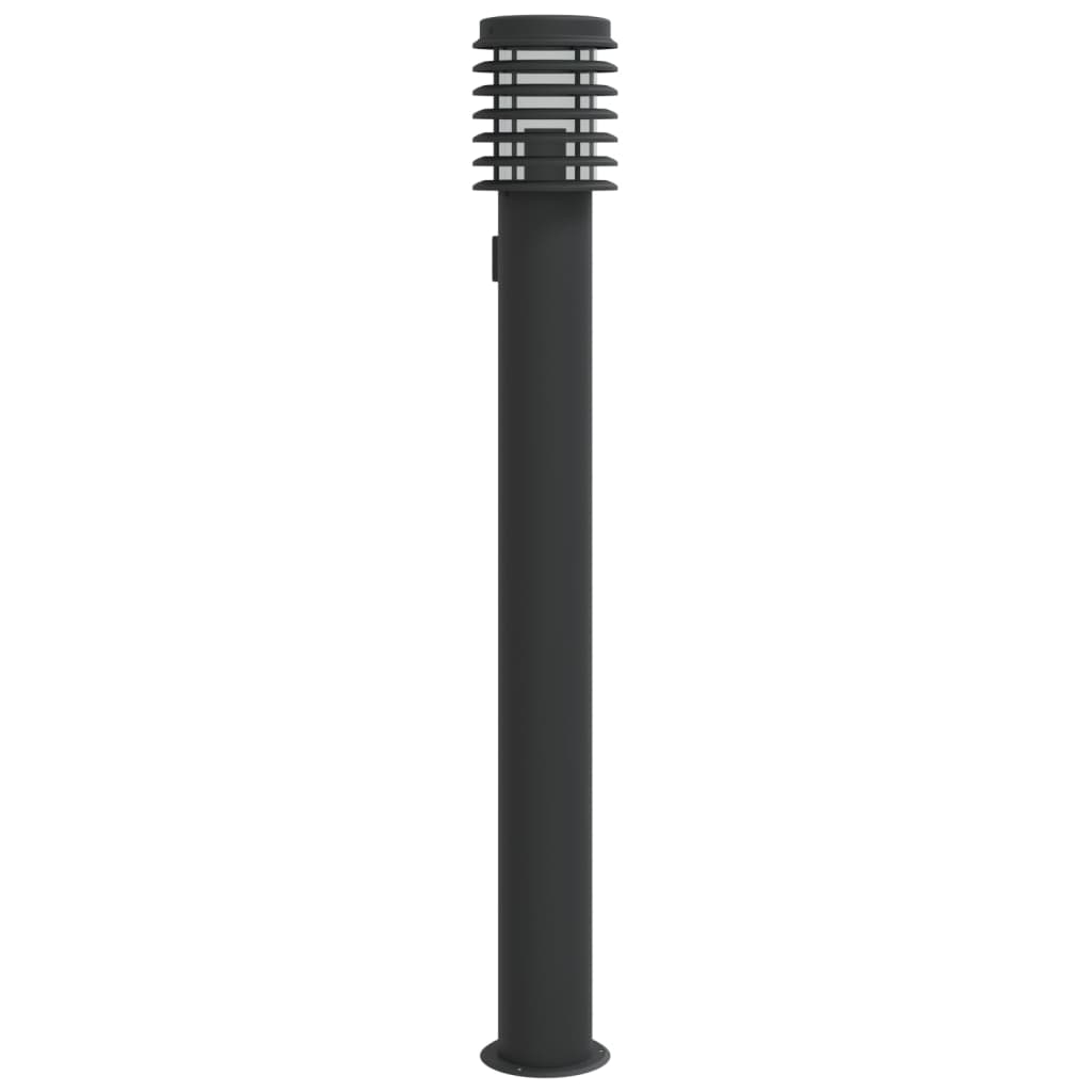 Outdoor Floor Lamp with Outlet Black 110cm Stainless Steel