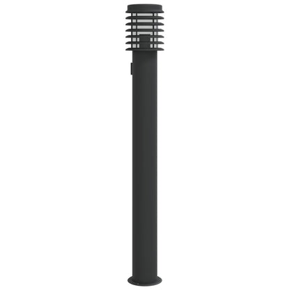 Outdoor Floor Lamp with Outlet Black 110cm Stainless Steel