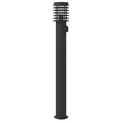 Outdoor Floor Lamp with Outlet Black 110cm Stainless Steel