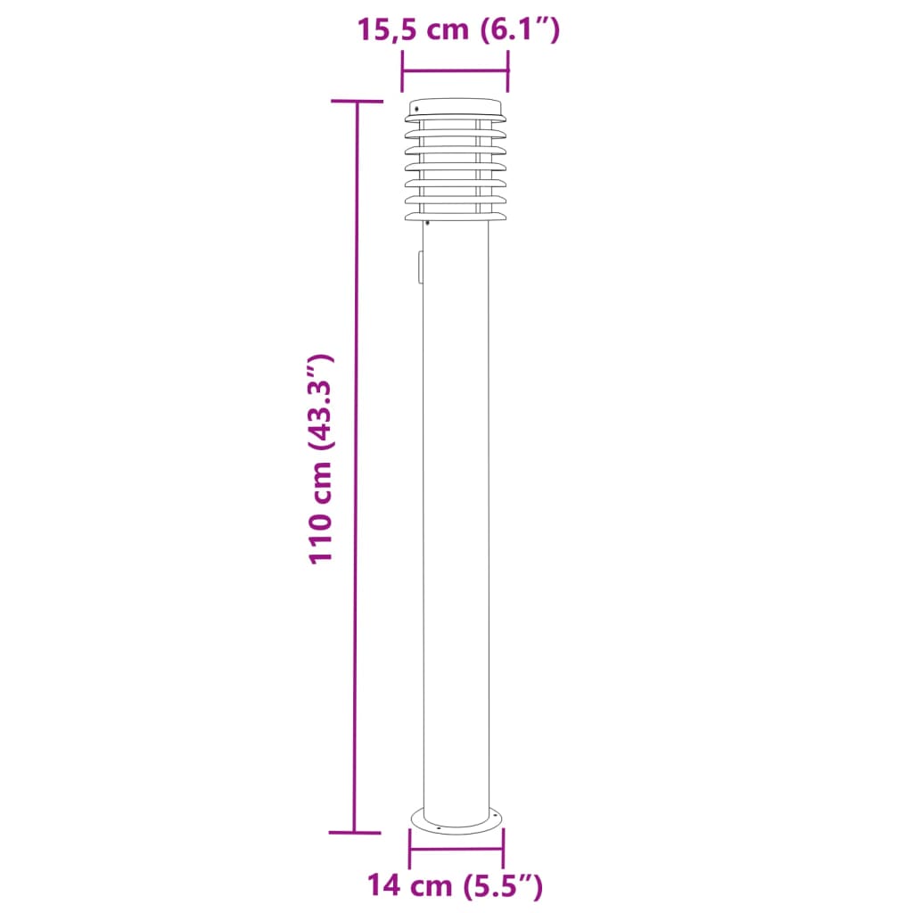 Outdoor Floor Lamp with Outlet Black 110cm Stainless Steel