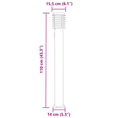 Outdoor Floor Lamp with Outlet Black 110cm Stainless Steel