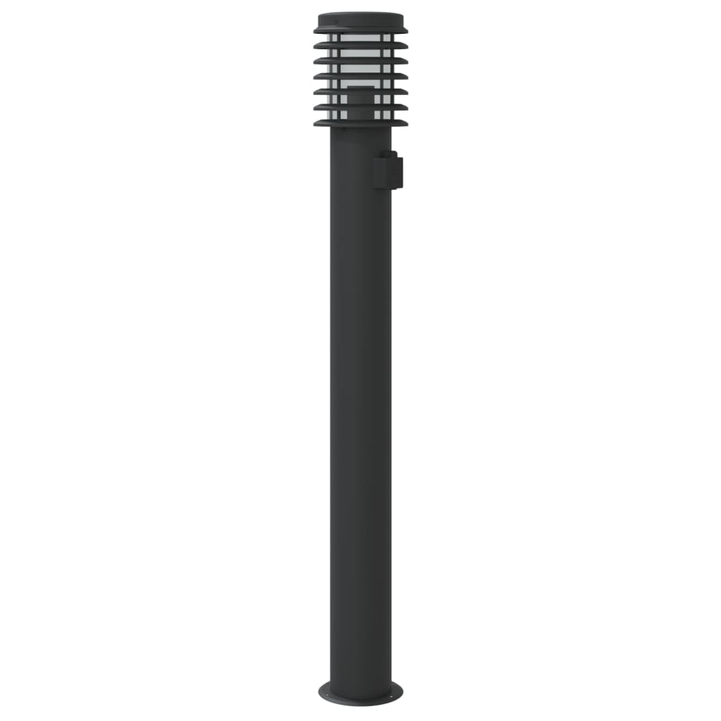 Outdoor Floor Lamps with Outlet 3pcs Black 110cm Stainless Steel