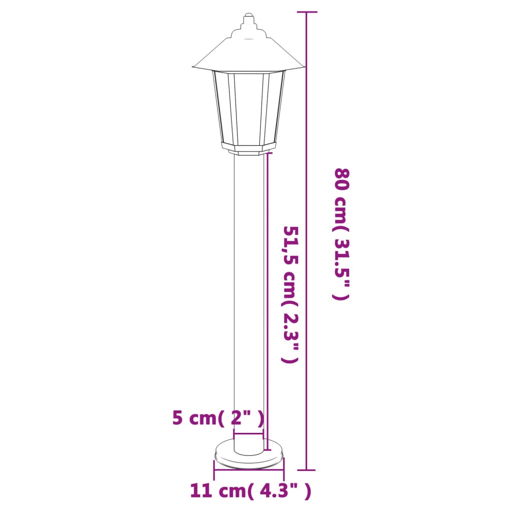 Outdoor Floor Lamp Silver 80 cm Stainless Steel