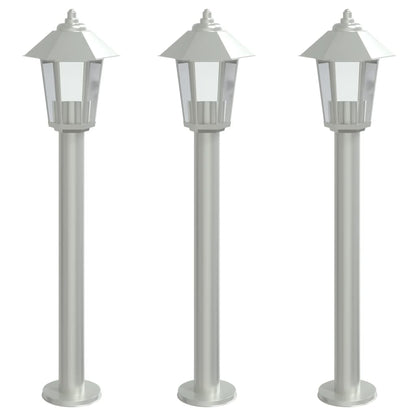 Outdoor Floor Lamps 3pcs Silver 80 cm Stainless Steel