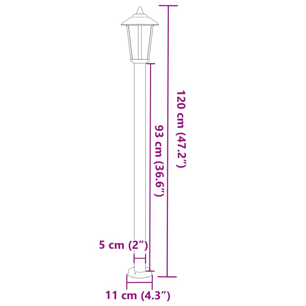 Outdoor Floor Lamp Silver 120 cm Stainless Steel