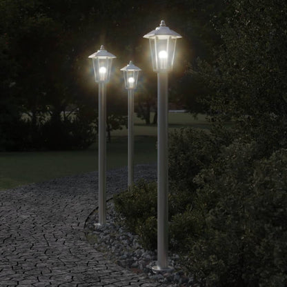 Outdoor Floor Lamps 3pcs Silver 120 cm Stainless Steel