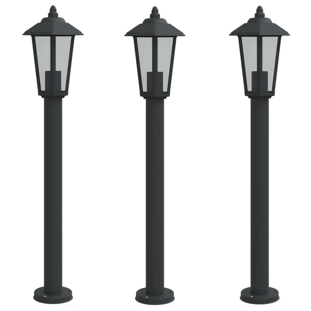 Outdoor Floor Lamps 3pcs Black 80 cm Stainless Steel