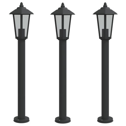 Outdoor Floor Lamps 3pcs Black 80 cm Stainless Steel