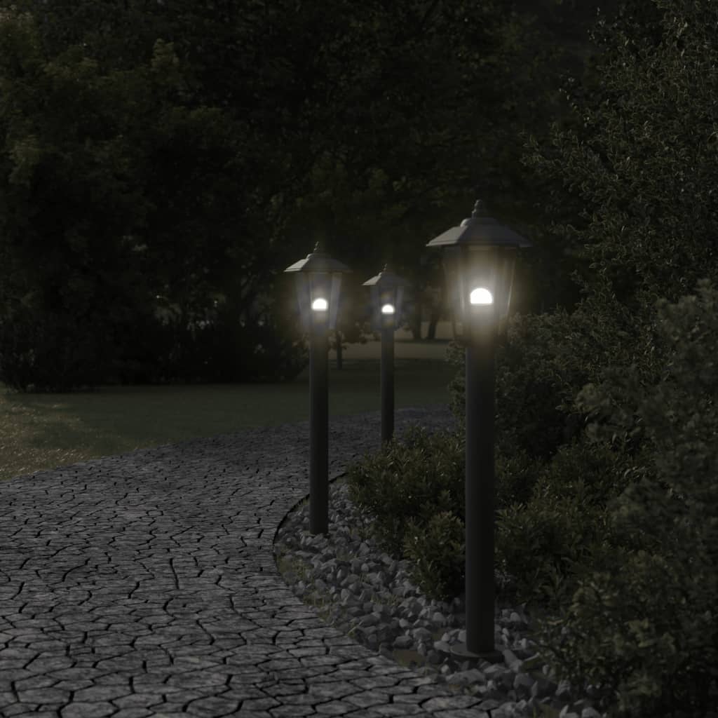 Outdoor Floor Lamps 3pcs Black 80 cm Stainless Steel