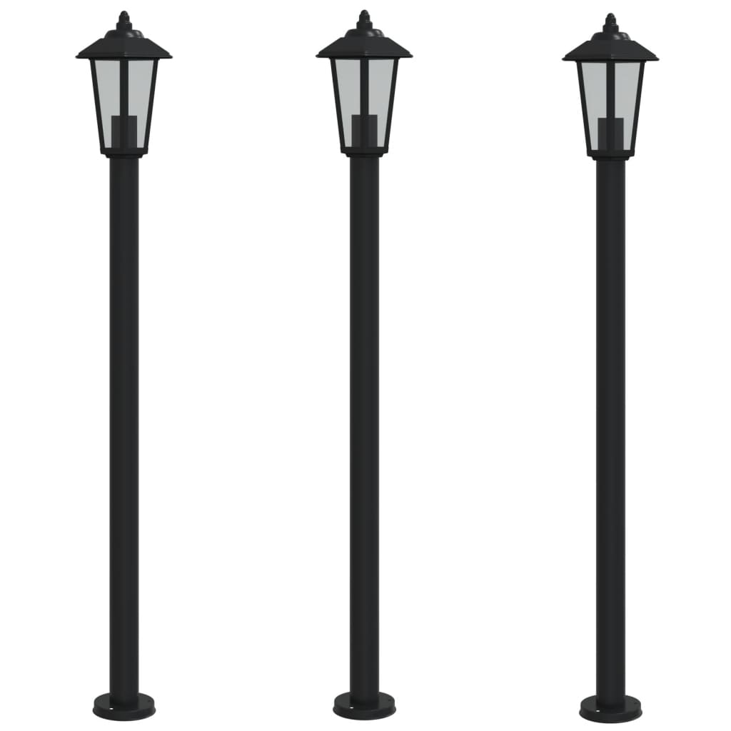 Outdoor Floor Lamps 3pcs Black 120 cm Stainless Steel