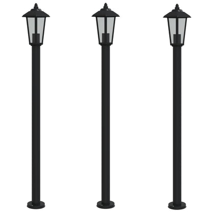 Outdoor Floor Lamps 3pcs Black 120 cm Stainless Steel