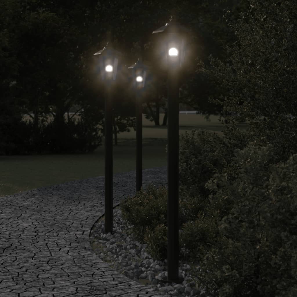 Outdoor Floor Lamps 3pcs Black 120 cm Stainless Steel