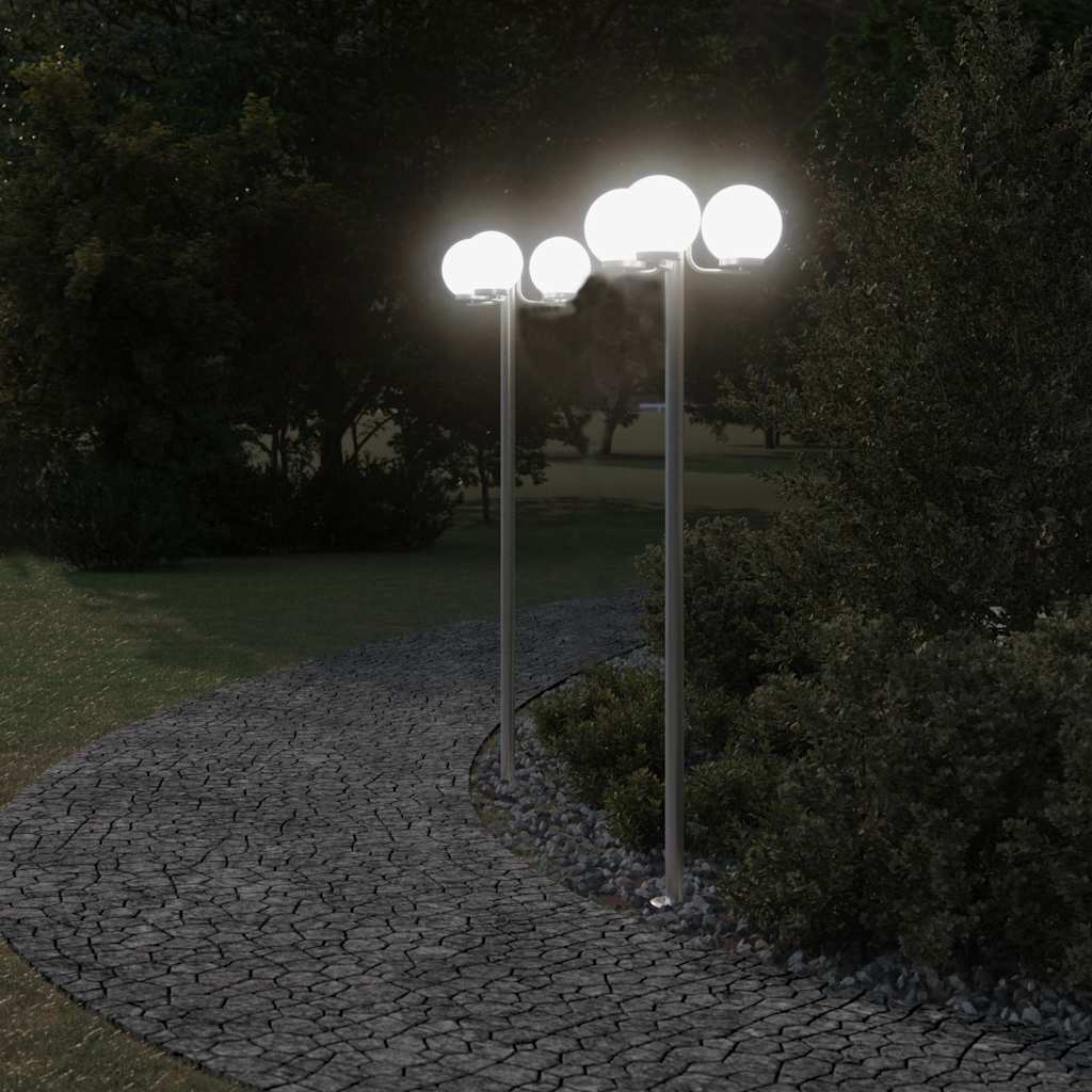 Outdoor Floor Lamps 2 pcs Silver 215 cm Stainless Steel