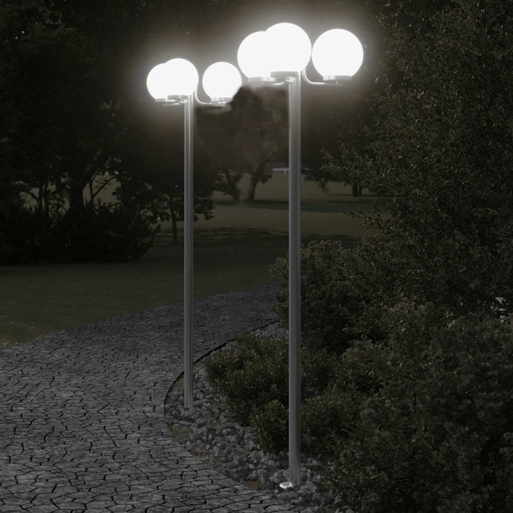 Outdoor Floor Lamps 2 pcs Silver 215 cm Stainless Steel