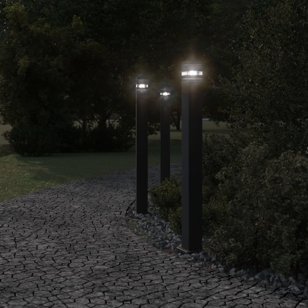 Outdoor Floor Lamps 3pcs Black 110 cm Aluminium