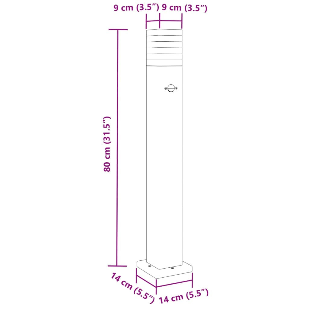 Outdoor Floor Lamp with Sensor Black 80 cm Aluminium