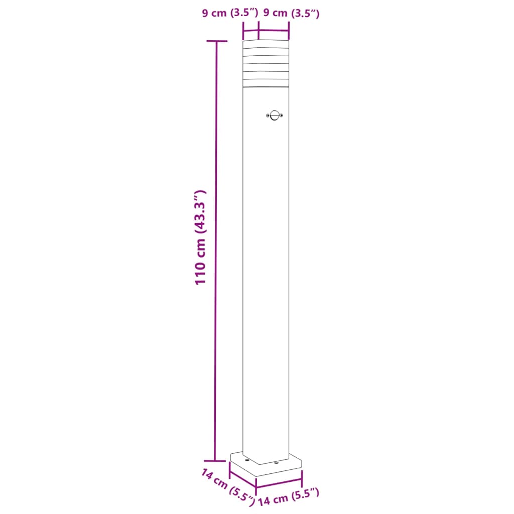 Outdoor Floor Lamp with Sensor Black 110 cm Aluminium