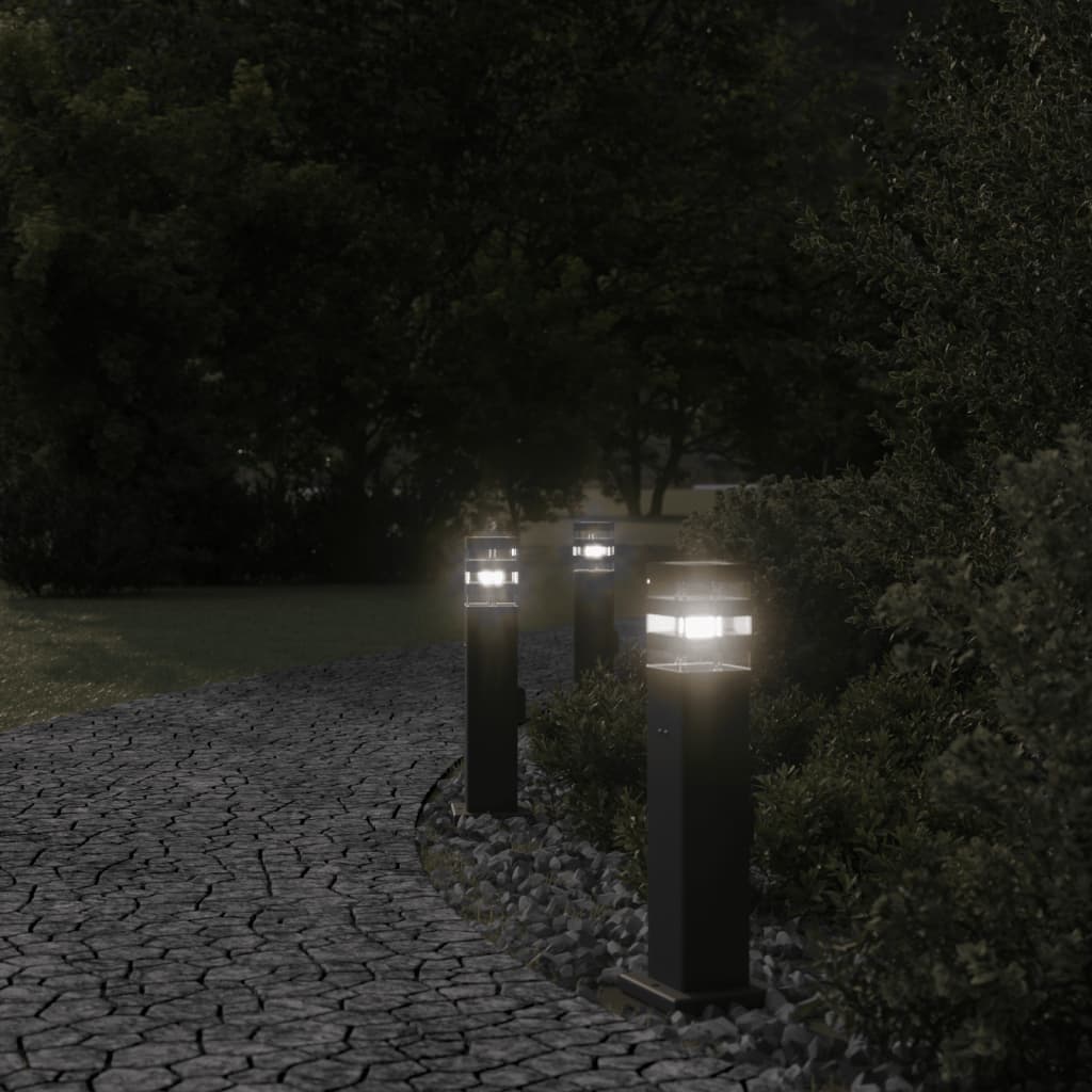 Outdoor Floor Lamps with Outlet 3pcs Black 50 cm Aluminium