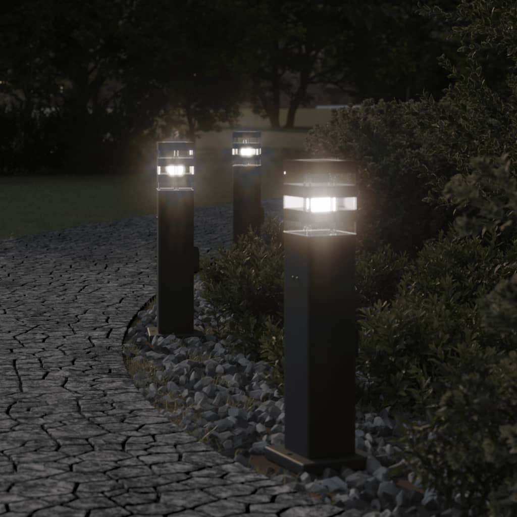 Outdoor Floor Lamps with Outlet 3pcs Black 50 cm Aluminium