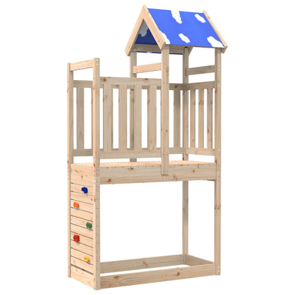 Play Tower with Rockwall 110.5x52.5x215cm Solid Wood Pine