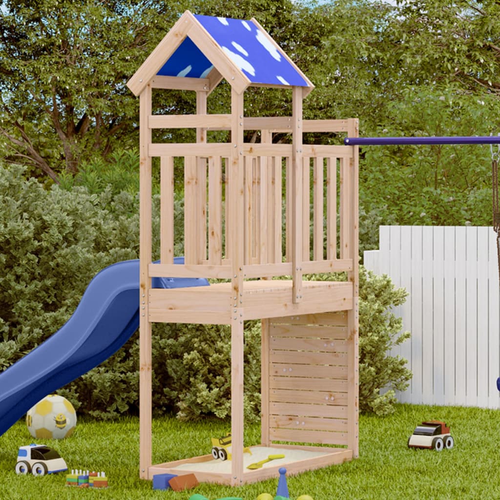 Play Tower with Rockwall 110.5x52.5x215cm Solid Wood Pine