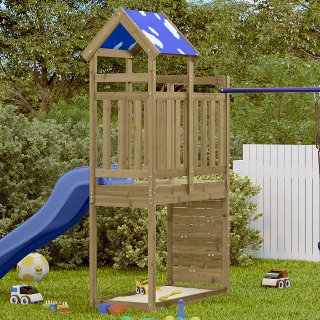 Play Tower with Rockwall 110.5x52.5x215cm Impregnated Wood Pine